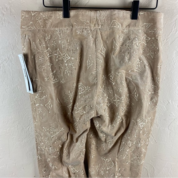 Antonio Melani Maxine Town Country Pants Tan Corduroy Embroidered Floral NWT - Picture 8 of 13